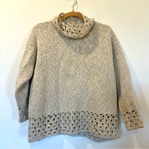 Joan Millar Cotton/Linen blend cowl neck sweater large beige lightweight